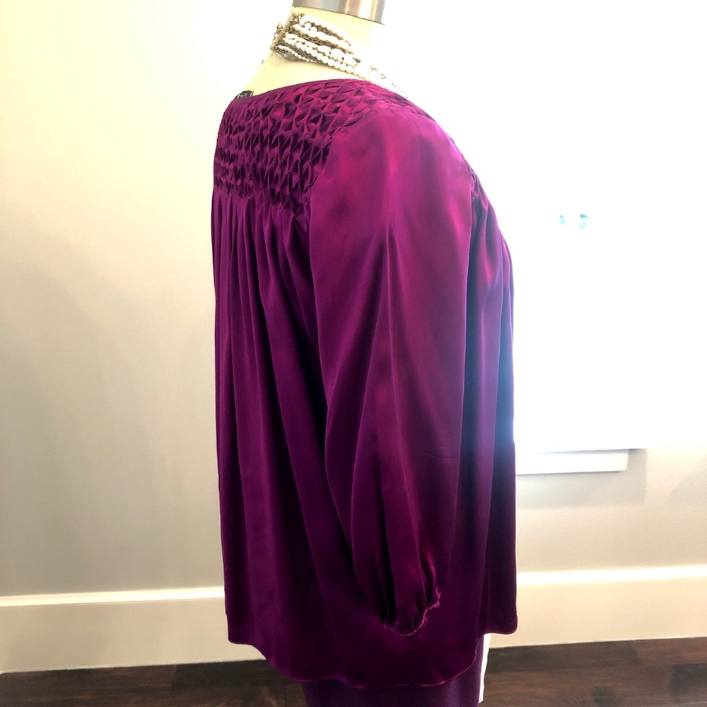 Anne Klein Purple Magenta Silk Top Blouse - M - Picture 5 of 7